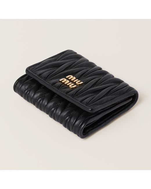 Miu Miu Black Small Matelassé Nappa Leather Wallet