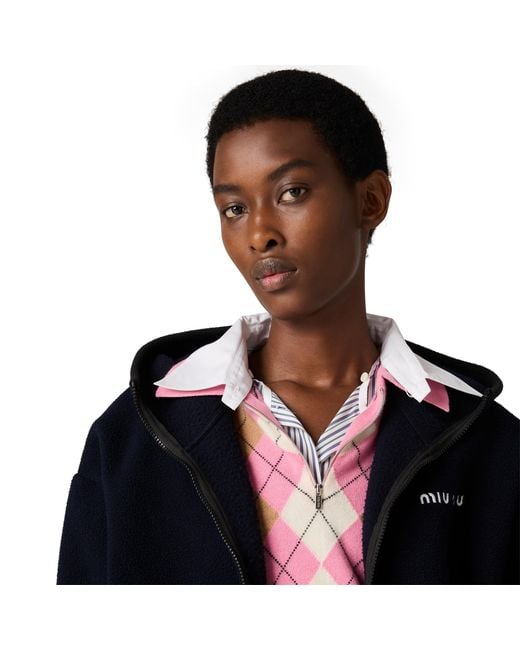 Miu Miu Black Cotton Fleece Zipper Hoodie