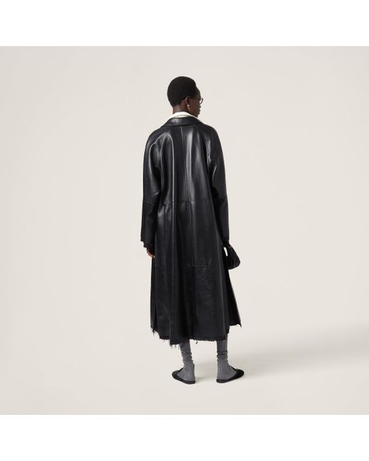 Miu Miu Black Nappa Leather Coat