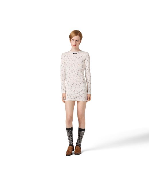 Miu Miu Natural Ribbed Jersey Dress