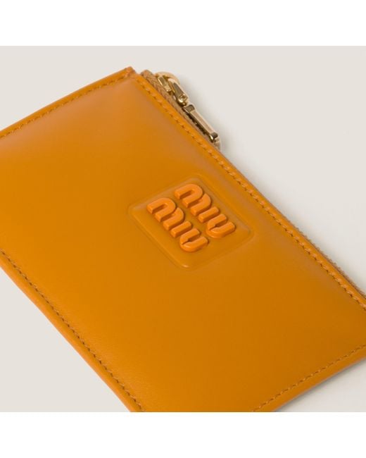 Miu Miu Orange Leather Envelope Wallet