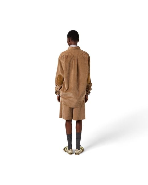 Miu Miu Brown Corduroy And Suede Shirt