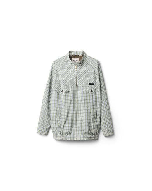 Miu Miu Gray Checked Technical Fabric Blouson Jacket