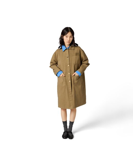 Miu Miu Natural Old Gabardine Single-Breasted Coat