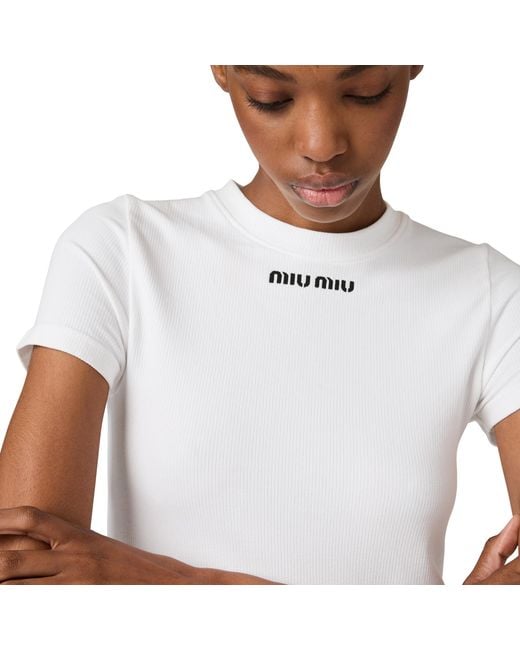 Miu Miu White Seamless T-Shirt