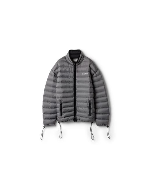 Miu Miu Gray Lightweight Pongé Down Jacket
