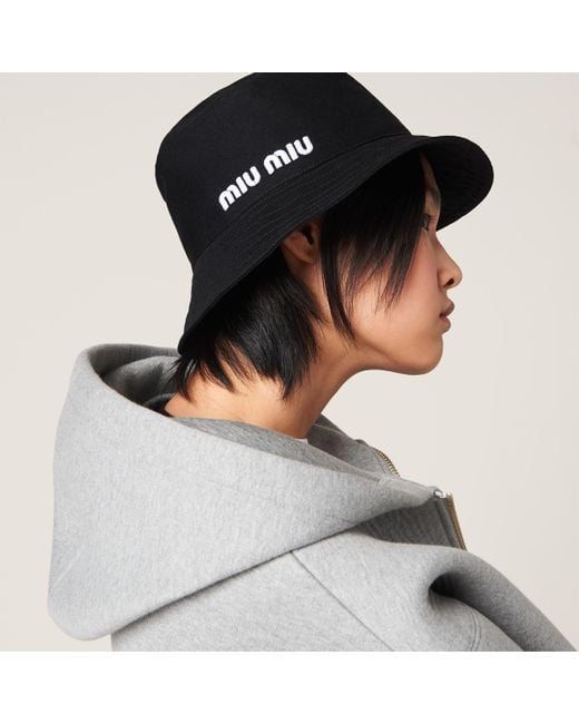 Miu Miu Black Drill Bucket Hat