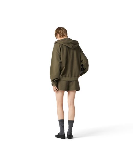Miu Miu Green Garment-Dyed Hoodie Jacket