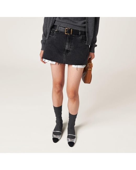Miu Miu Black Denim Miniskirt