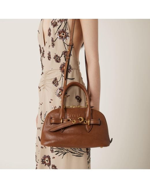 Miu Miu Brown Aventure Nappa Leather Top-Handle Bag