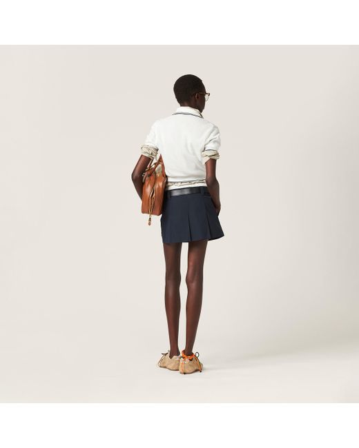 Miu Miu Blue Panama Cotton Miniskirt