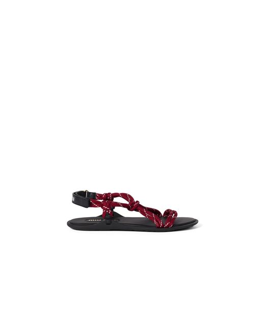 Miu Miu Red Riviere Cord And Leather Sandals