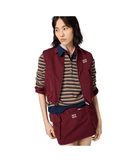 Miu Miu Red Washed Poplin Vest
