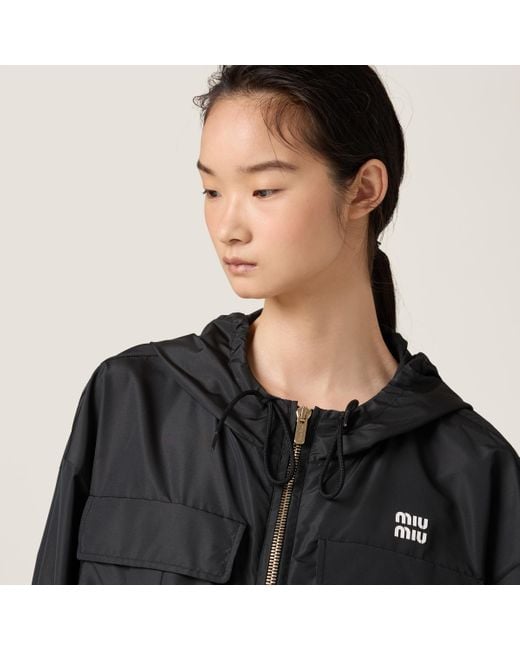 Miu Miu Technical Fabric Blouson Jacket in Black | Lyst