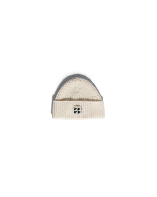 Miu Miu White Wool And Cashmere Beanie