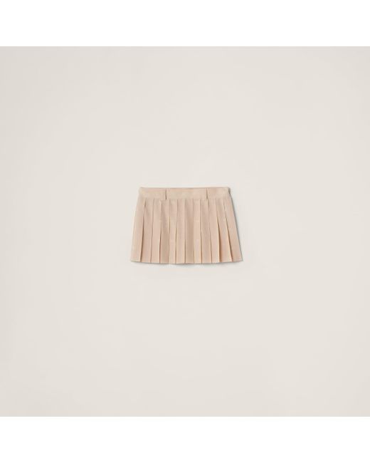 Miu Miu Natural Crepe De Chine Pleated Mini-Skirt