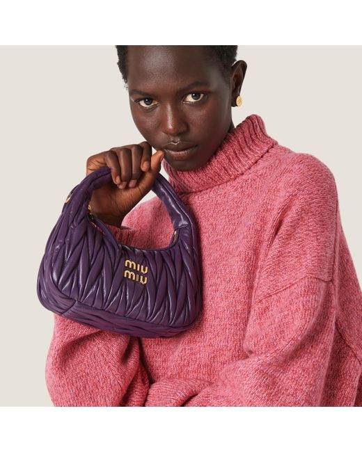 Miu Miu Purple Wander Matelassé Nappa Leather Hobo Bag