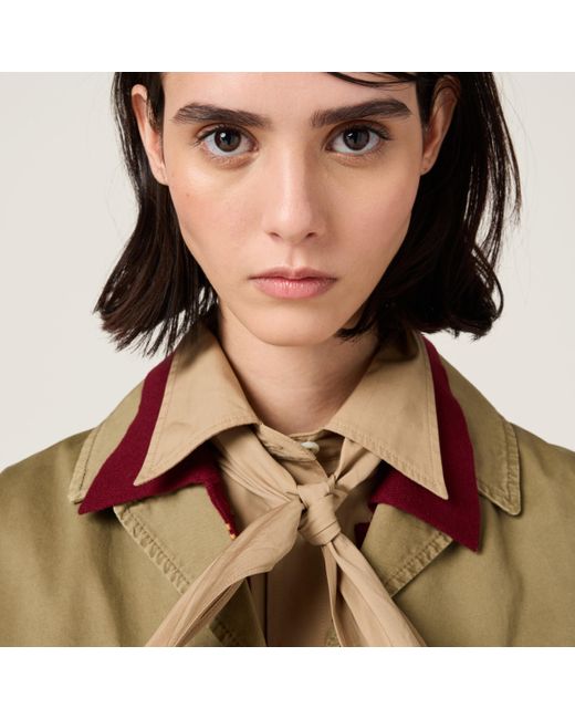 ジャケット MiuMiu Garment-dyed cotton satin jacket Miu Miu Garment-dyed Cotton Satin Bomber Jacket In Green