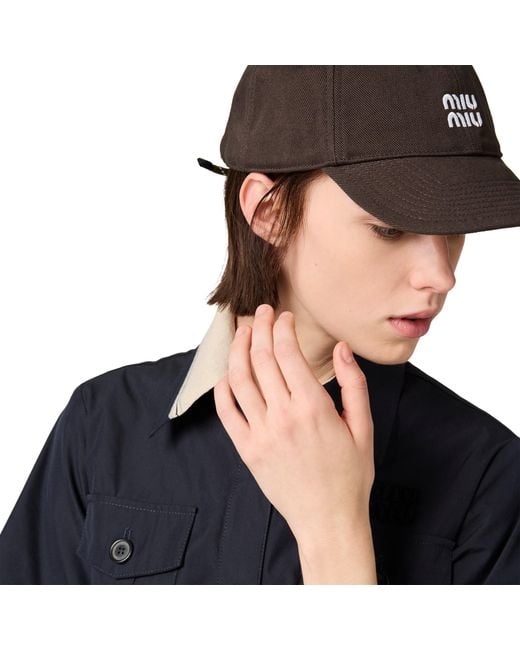 Miu Miu Brown Denim Baseball Cap
