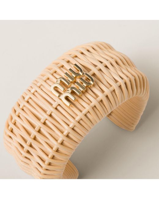 Miu Miu Natural Woven Fabric Bracelet