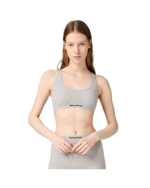 Miu Miu White Seamless Mélange Racerback Crop Top