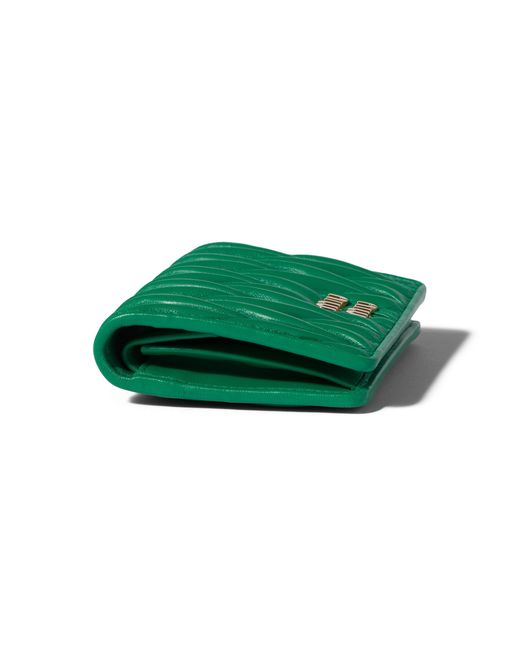 Miu Miu Green Small Matelassé Nappa Leather Wallet