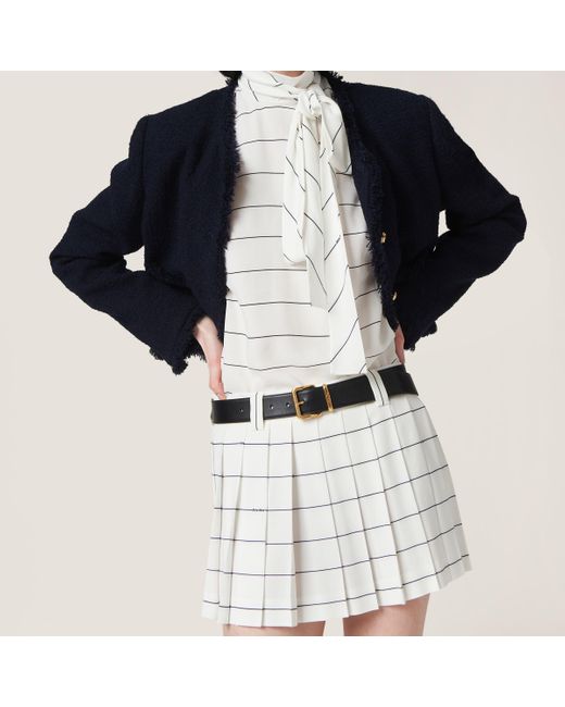 Miu Miu White Striped Sablé Miniskirt