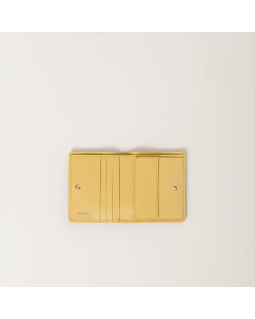 Miu Miu Yellow Small Matelassé Nappa Leather Wallet