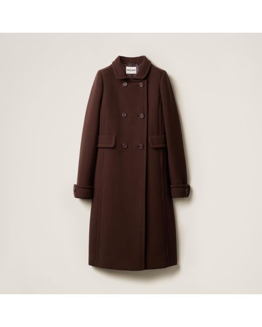 Miu Miu Brown Natté Toile Double-Breasted Coat