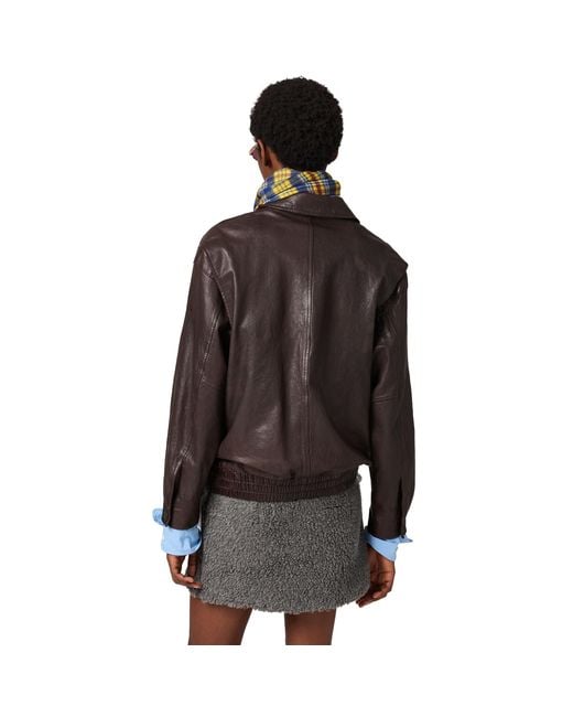 Miu Miu Brown Leather Blouson Jacket