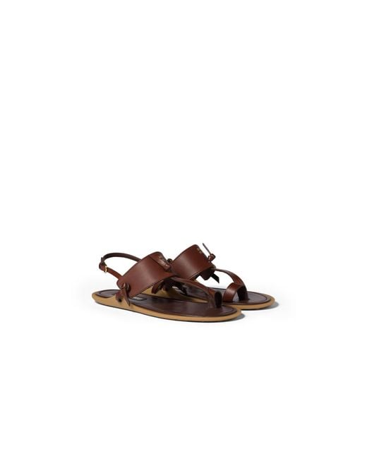 Miu Miu Brown Leather Thong Sandals