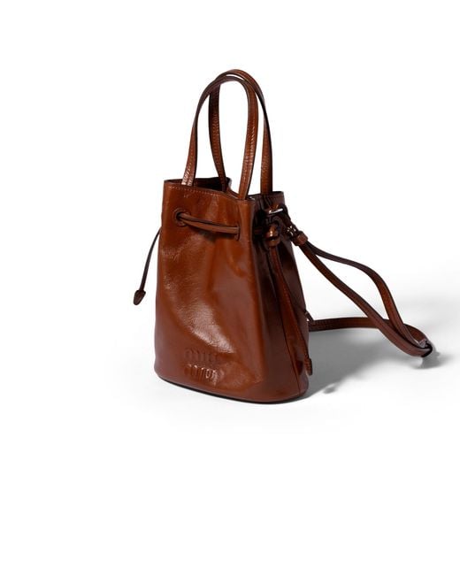 Miu Miu Brown Shiny Leather Pouch