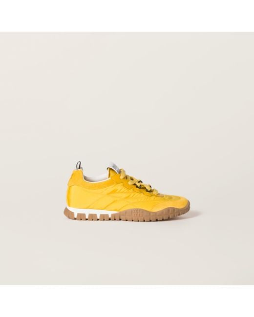 Miu Miu Yellow Tyre Technical Fabric And Suede Sneakers