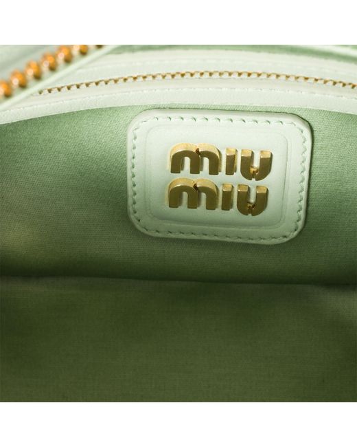 Miu Miu Green Arcadie Matelassé Nappa Leather Bag