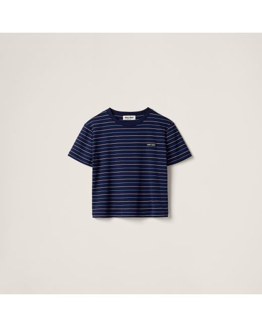 Miu Miu Blue Cotton Jersey T-shirt