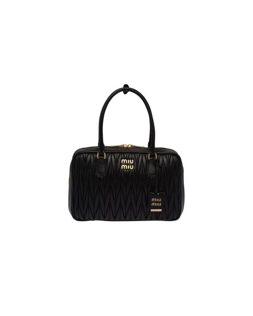 Miu Miu Black Matelassé Nappa Leather Top-handle Bag