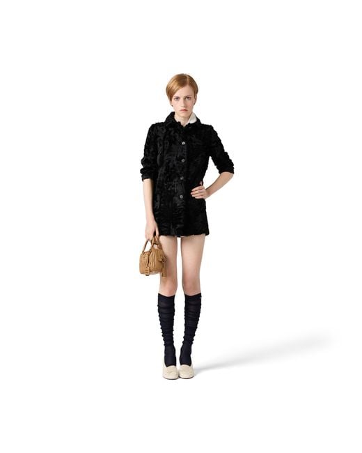 Miu Miu Black Chekiang Lambskin Coat