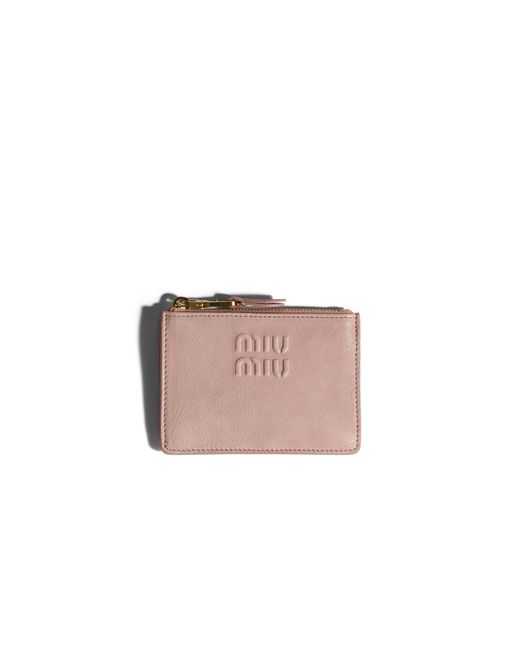 Miu Miu Pink Nappa Leather Card Holder