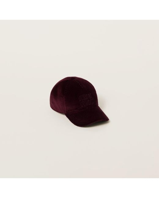Miu Miu Red Velvet Baseball Cap