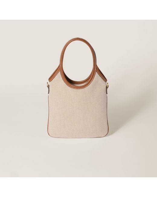 Miu Miu Natural Ivy Canvas And Leather Bag