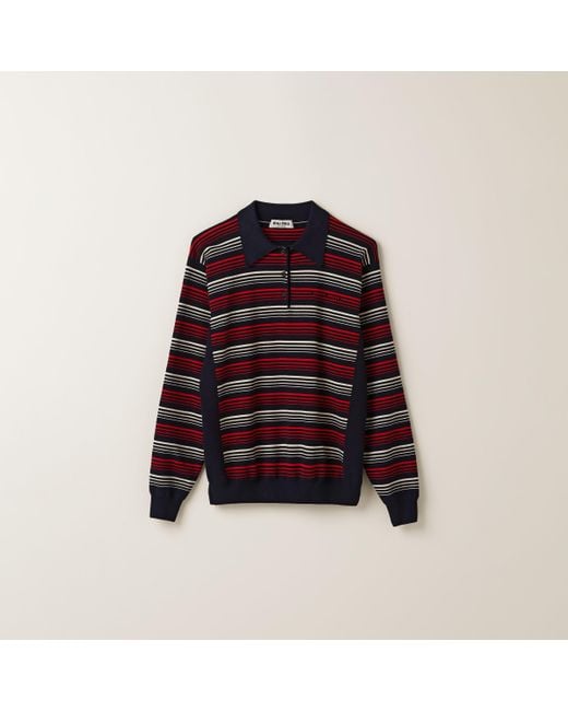 Miu Miu Red Cotton Knit Polo Shirt