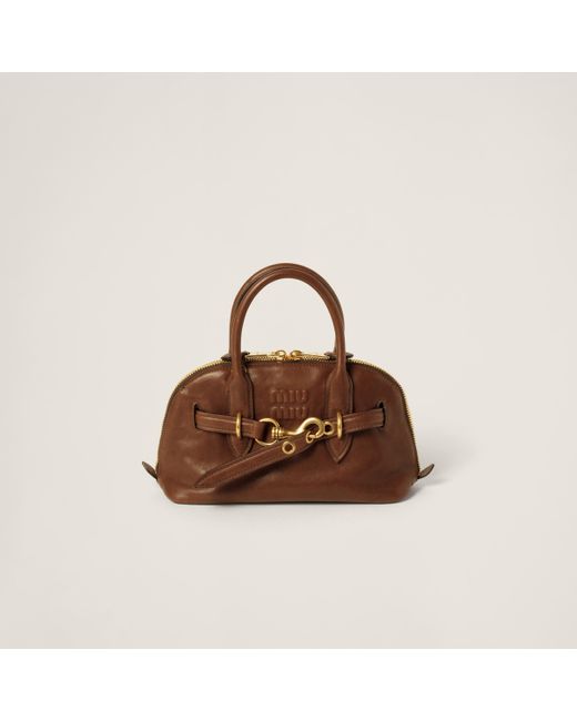Miu Miu Brown Aventure Nappa Leather Top-Handle Bag