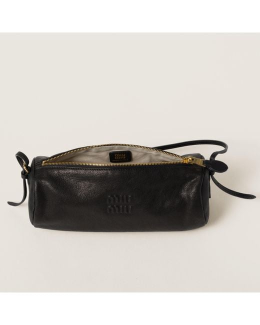 Miu Miu Nappa Leather Pouch in Black | Lyst