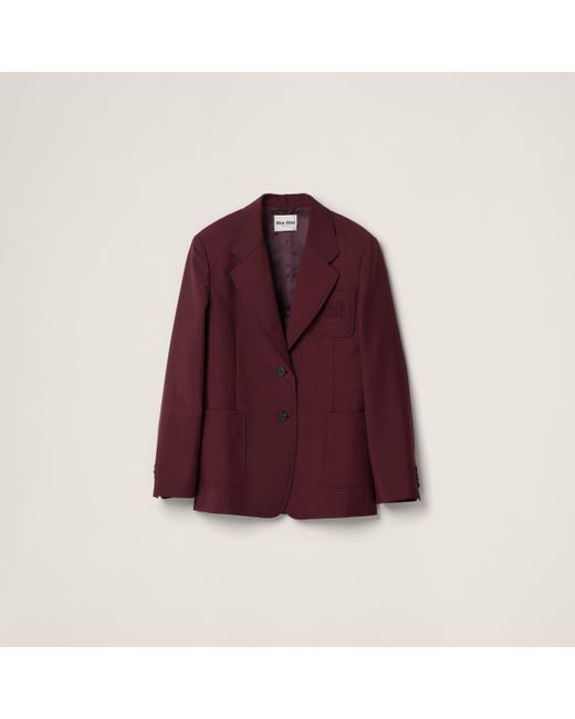Miu Miu Red Long Sleeve Single Breasted Blazer Jacket
