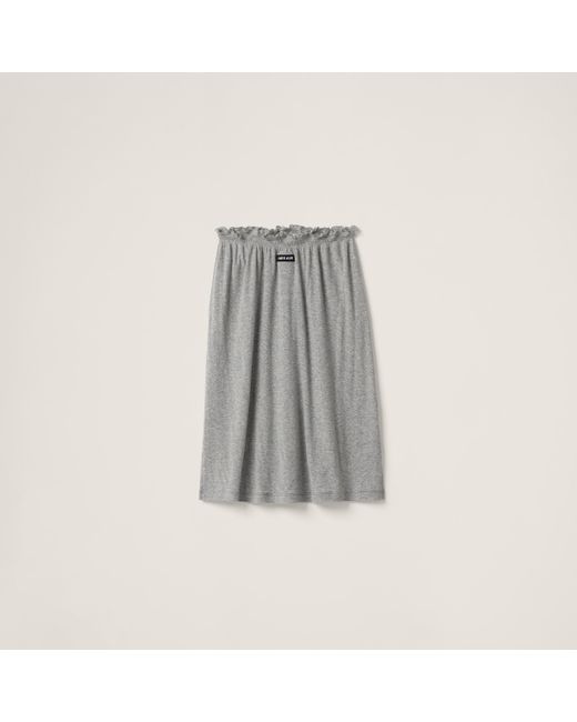Miu Miu Gray Ribbed Jersey Skirt