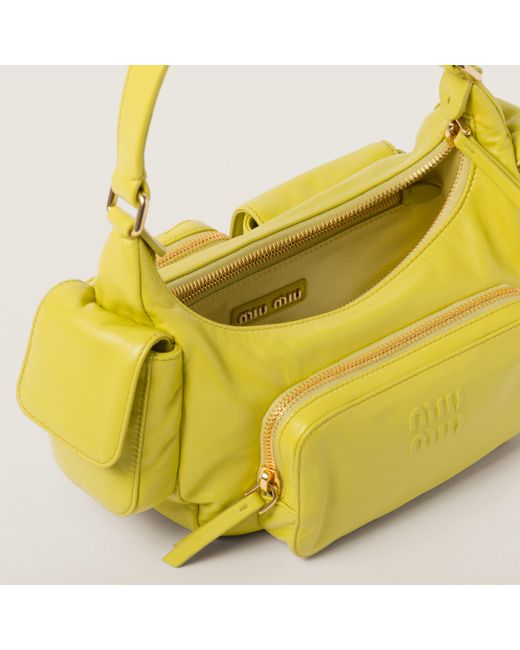Miu Miu Yellow Nappa Leather Pocket Bag