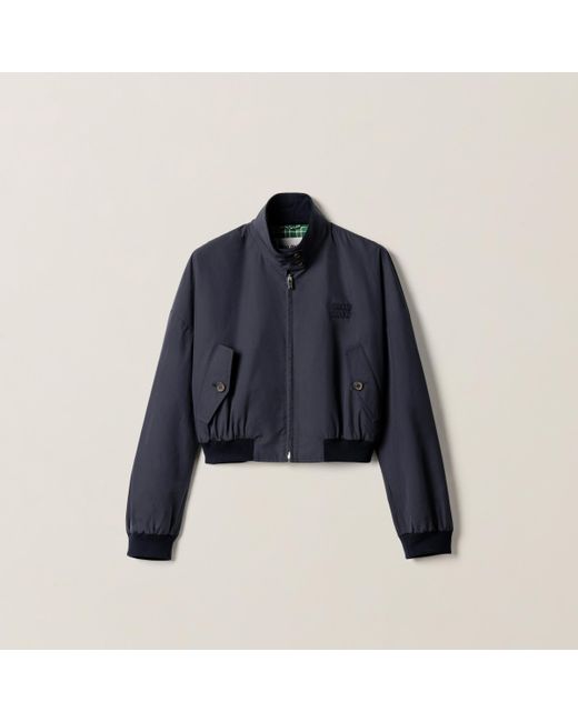 Miu Miu Blue Panama Cotton Blouson Jacket