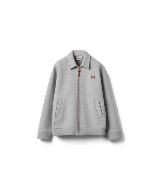 Miu Miu Gray Jersey Blouson Jacket
