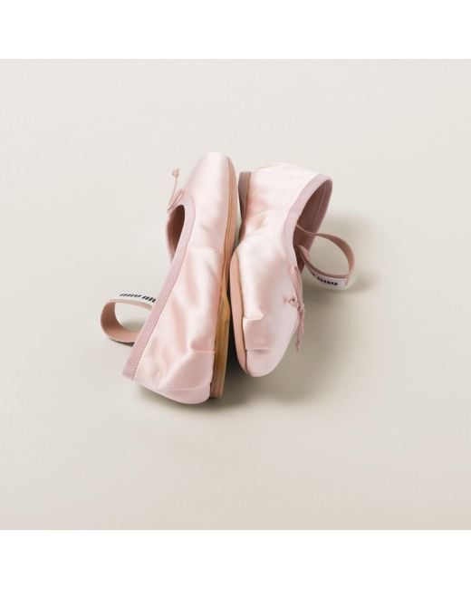 Miu Miu Pink Satin Ballerinas