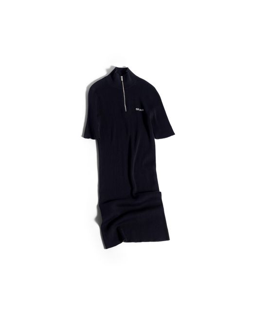 Miu Miu Blue Ribbed Knit Cotton Dress